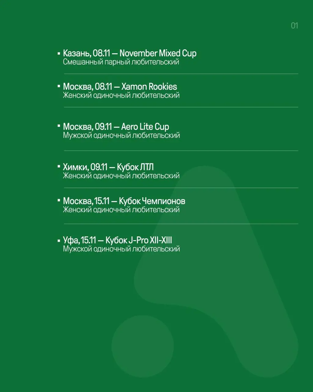 Новичковая ноябрьская серия турниров