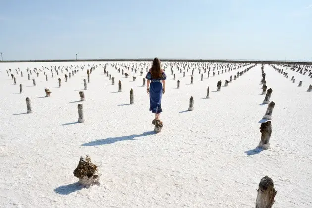 Солёное озеро Баскунчак и гора Богдо