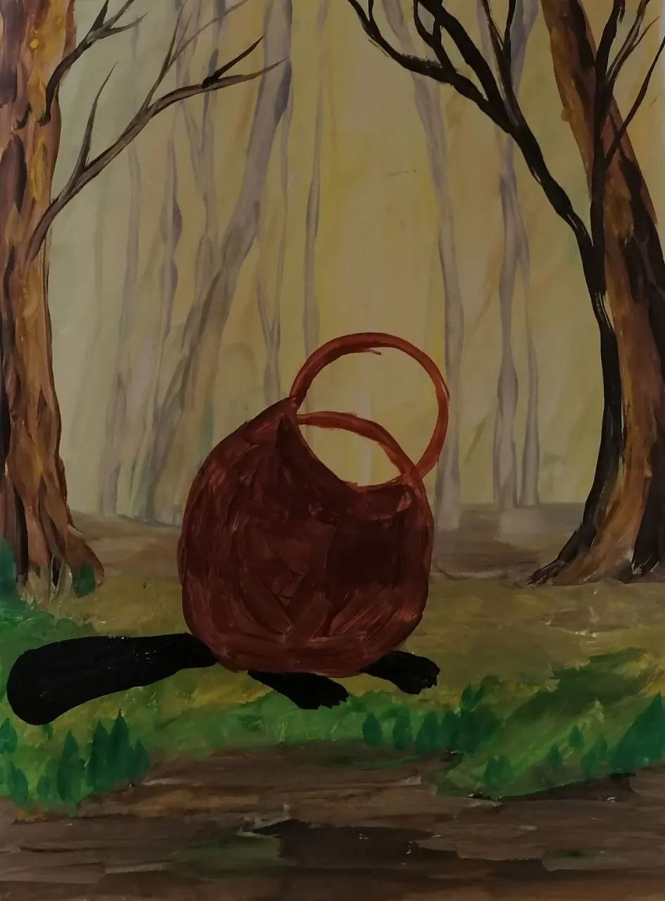 Удивительного бобра на фоне осеннего леса