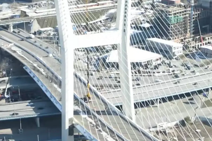 Открытие съезда развязки четвертого моста в Новосибирске