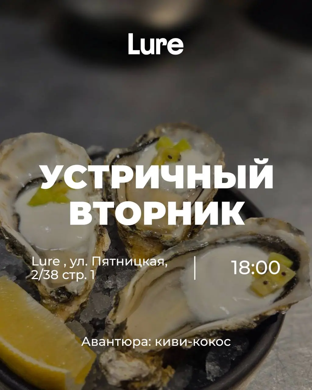 Устричный вторник в Lure Oyster Bar