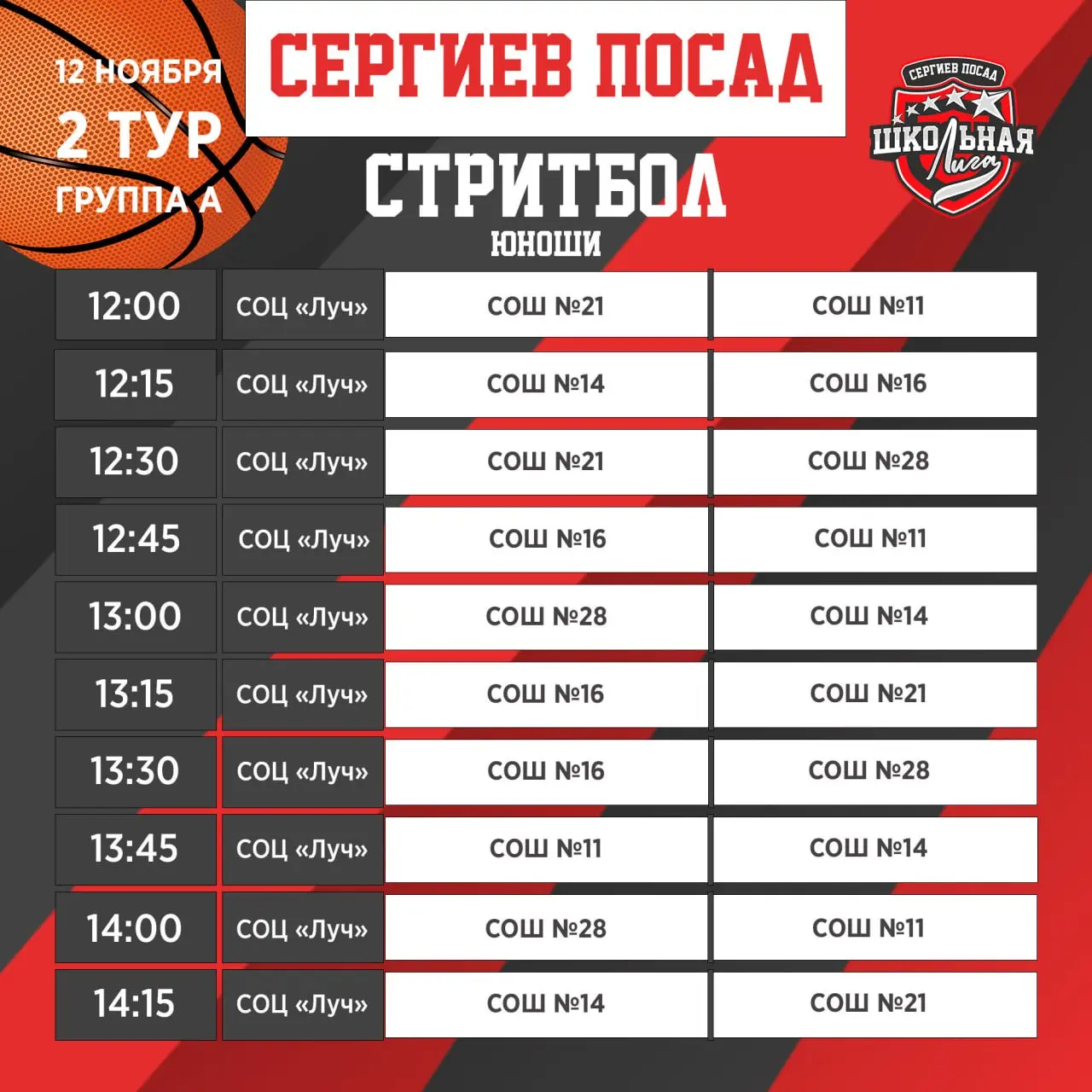 Сергиево-Посадская школьная лига: второй круг игр в стритболе и футзале