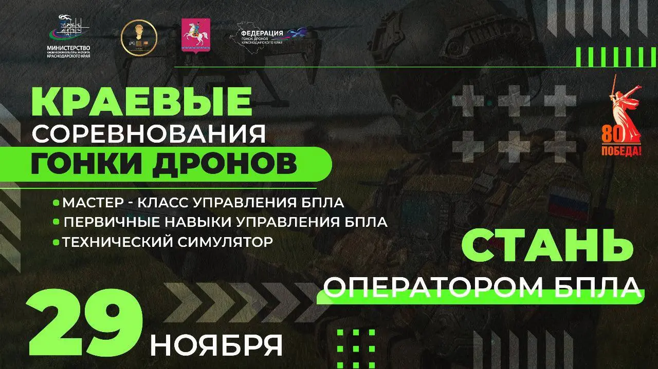 Краевые соревнования по гонкам дронов в станице Ленинградской