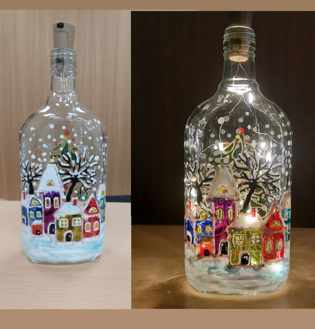 Мастер-класс Витражный светильник в бутылке