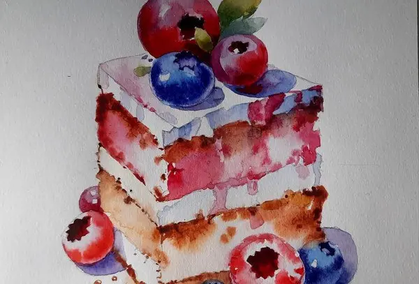 Мастер-класс "Сладкие истории. Пирог с черникой. Акварельный скетчинг"