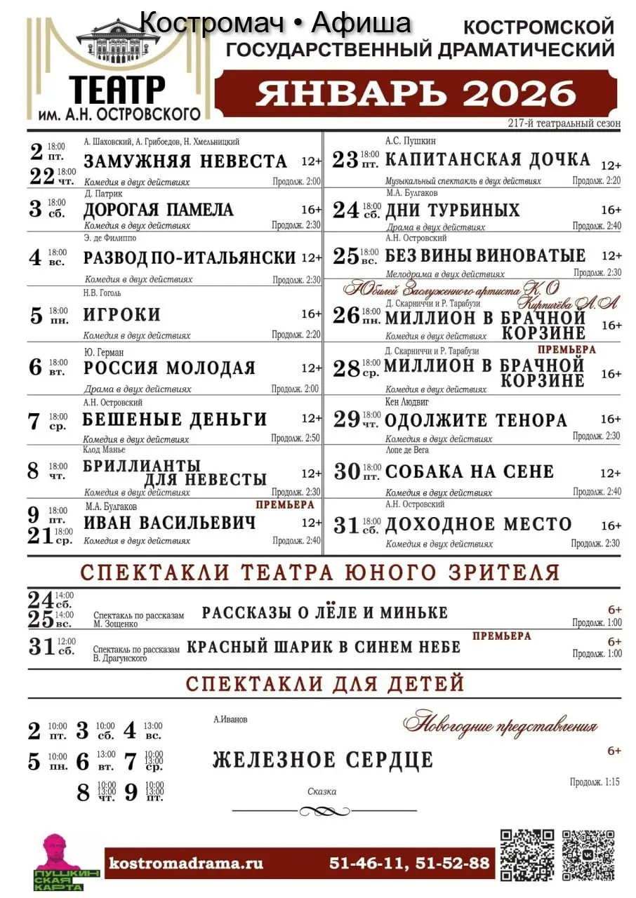 Репертуар Костромского театра