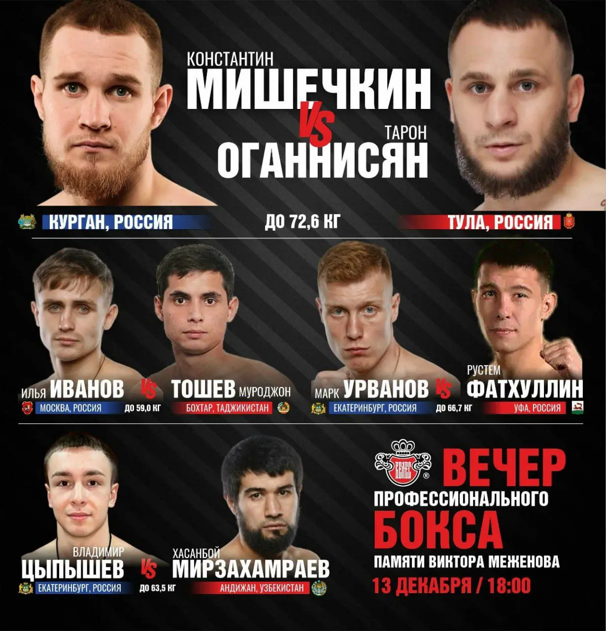 Вечер профессионального бокса памяти Виктора Меженова