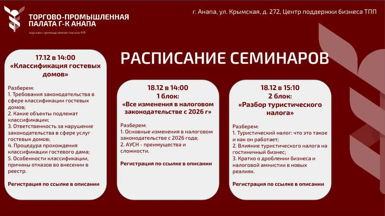 Семинары по классификации гостевых домов