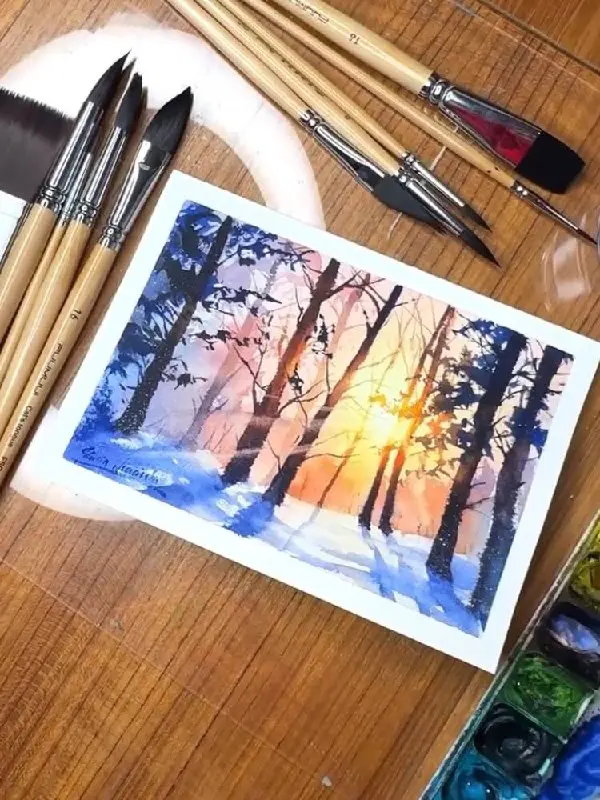 Мастер-класс по живописи на тему Красочная зима