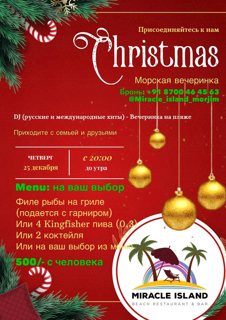 Рождественская Вечеринка в MIRACLE ISLAND
