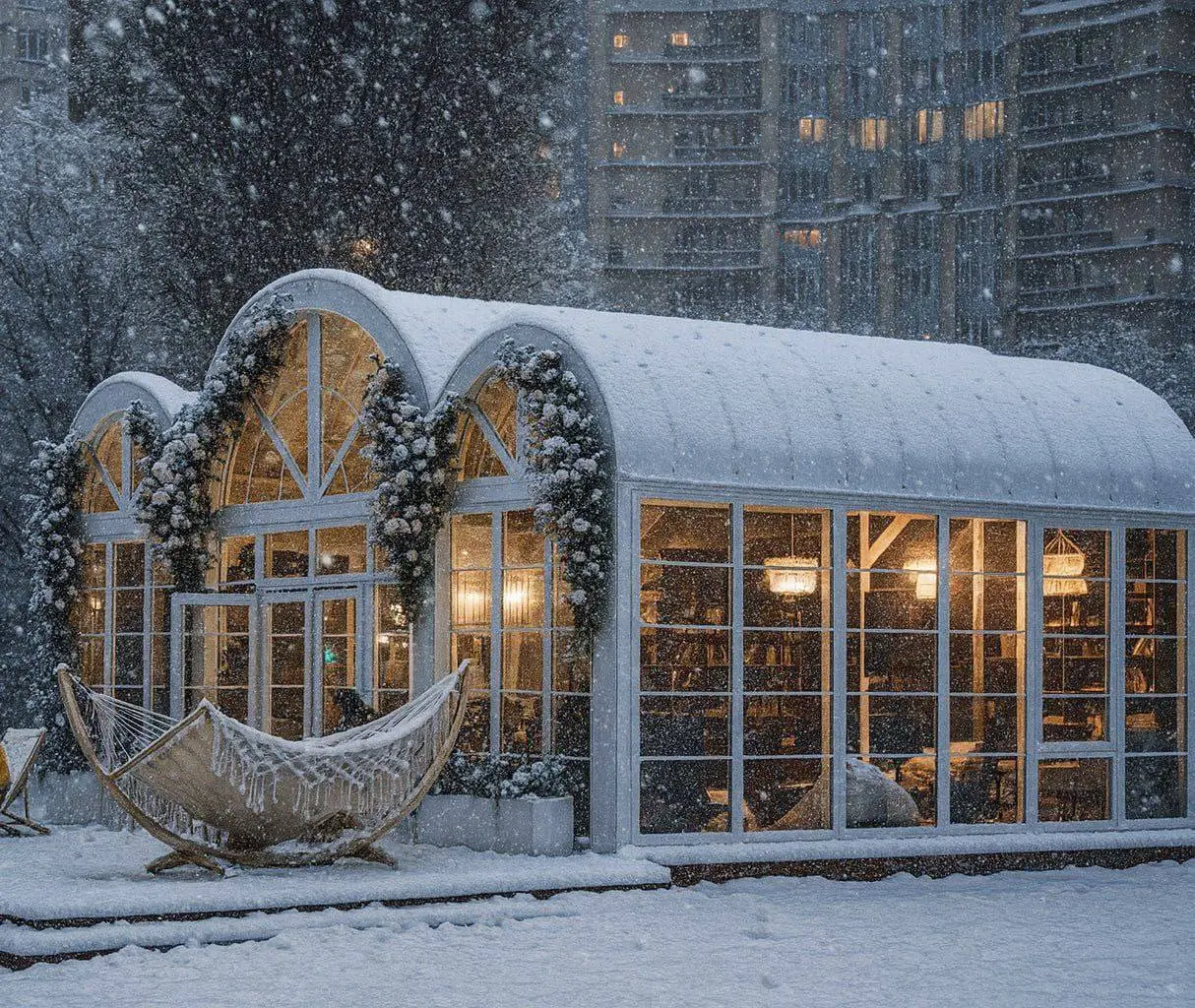 Чтение книг в зимних библиотеках в парках Москвы