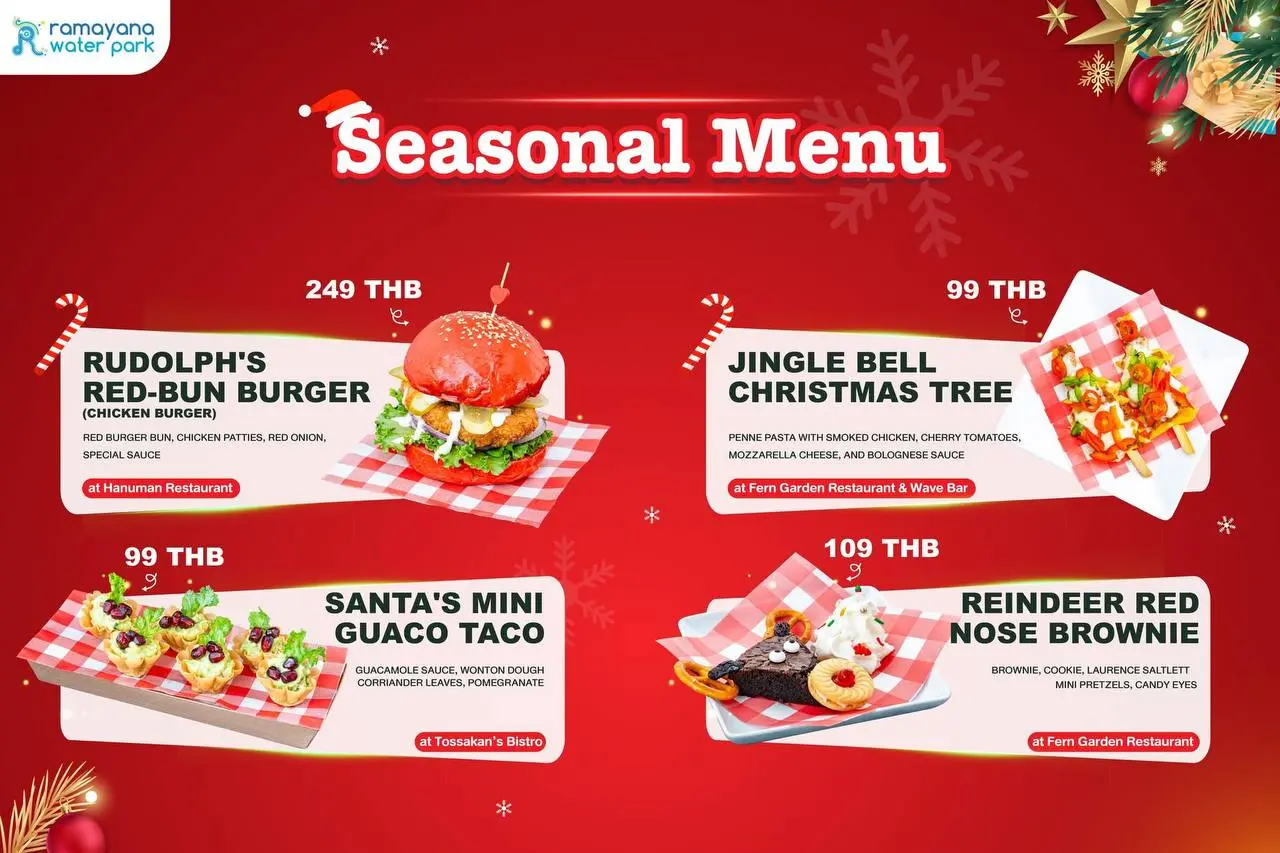Новогодняя распродажа меню в Ramayana Water Park