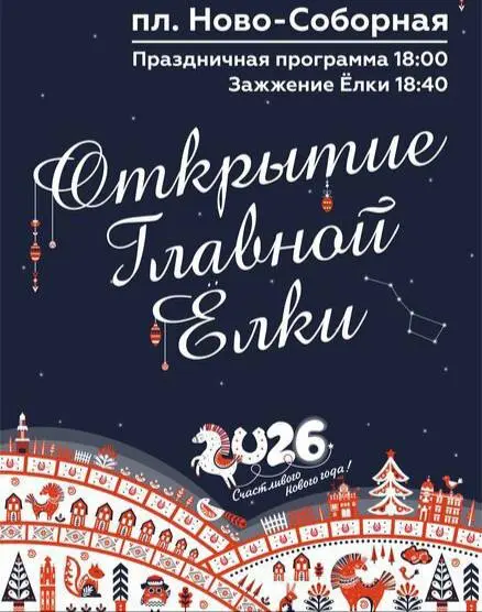 Церемония открытия новогодней ёлки на Ново-Соборной