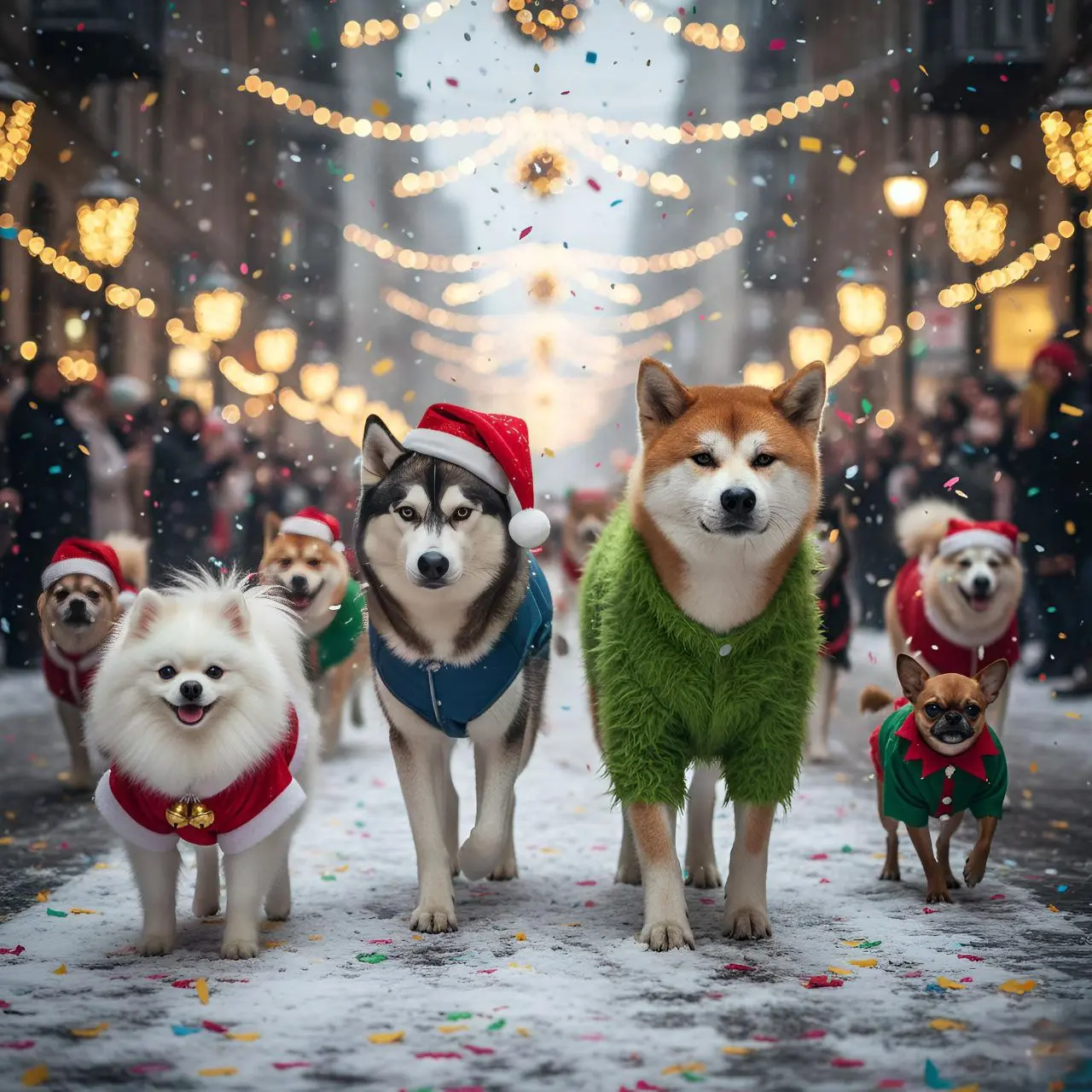 Пёс-парад на тему новогодних образов