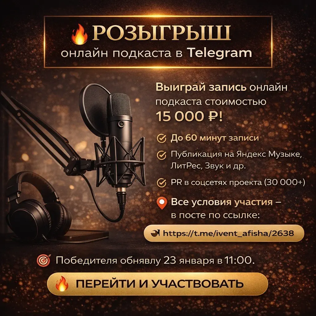 Розыгрыш онлайн-подкаста в Telegram