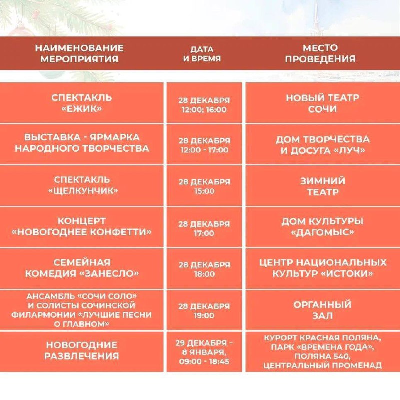 Подборка праздничных мероприятий