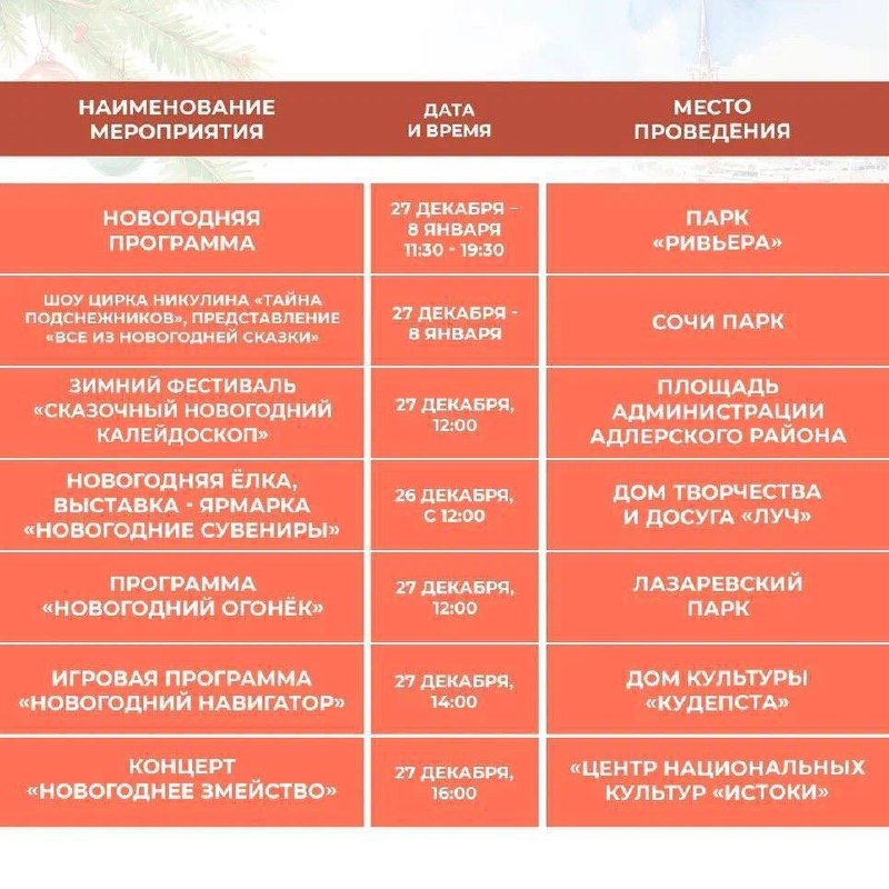 Подборка праздничных мероприятий