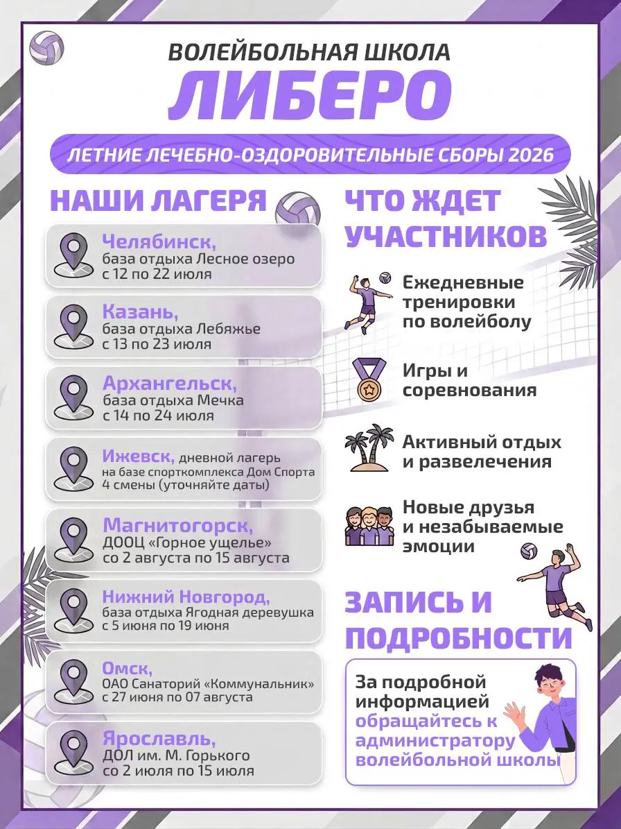 Летние спортивно-оздоровительные сборы по волейболу