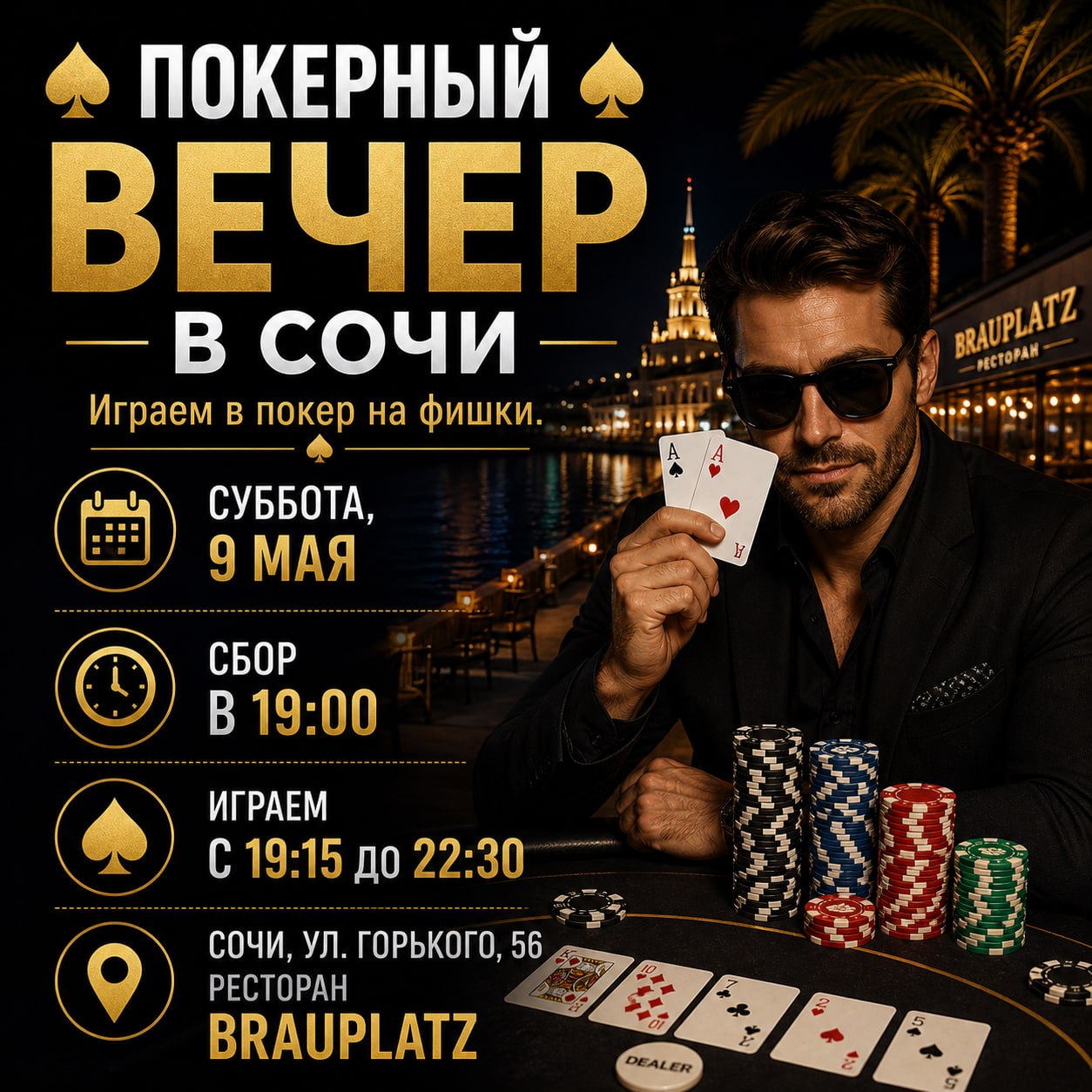 Покерный вечер на фишки