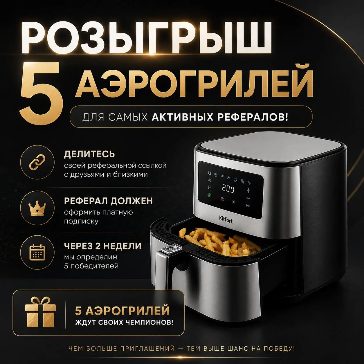 Розыгрыш аэрогрилей для рефералов