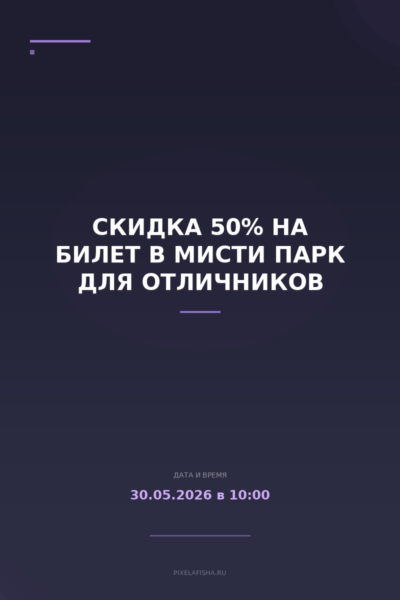 Скидка 50% на билет в Мисти Парк для отличников