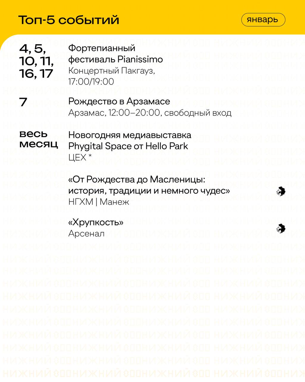 Афиша событий на январь