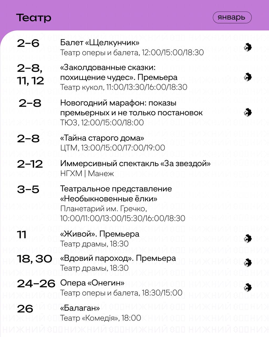 Афиша событий на январь