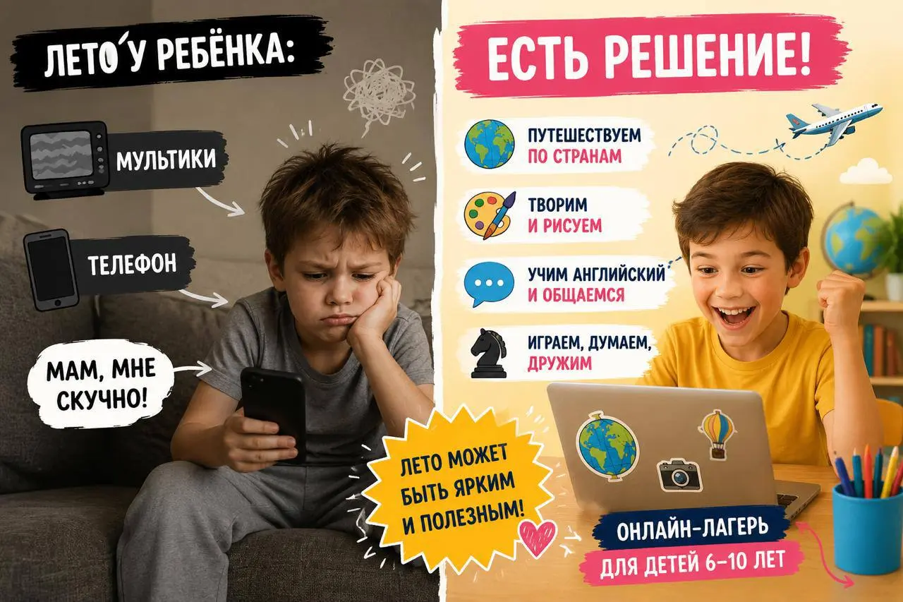 Онлайн лагерь "Путешествие по странам" для детей